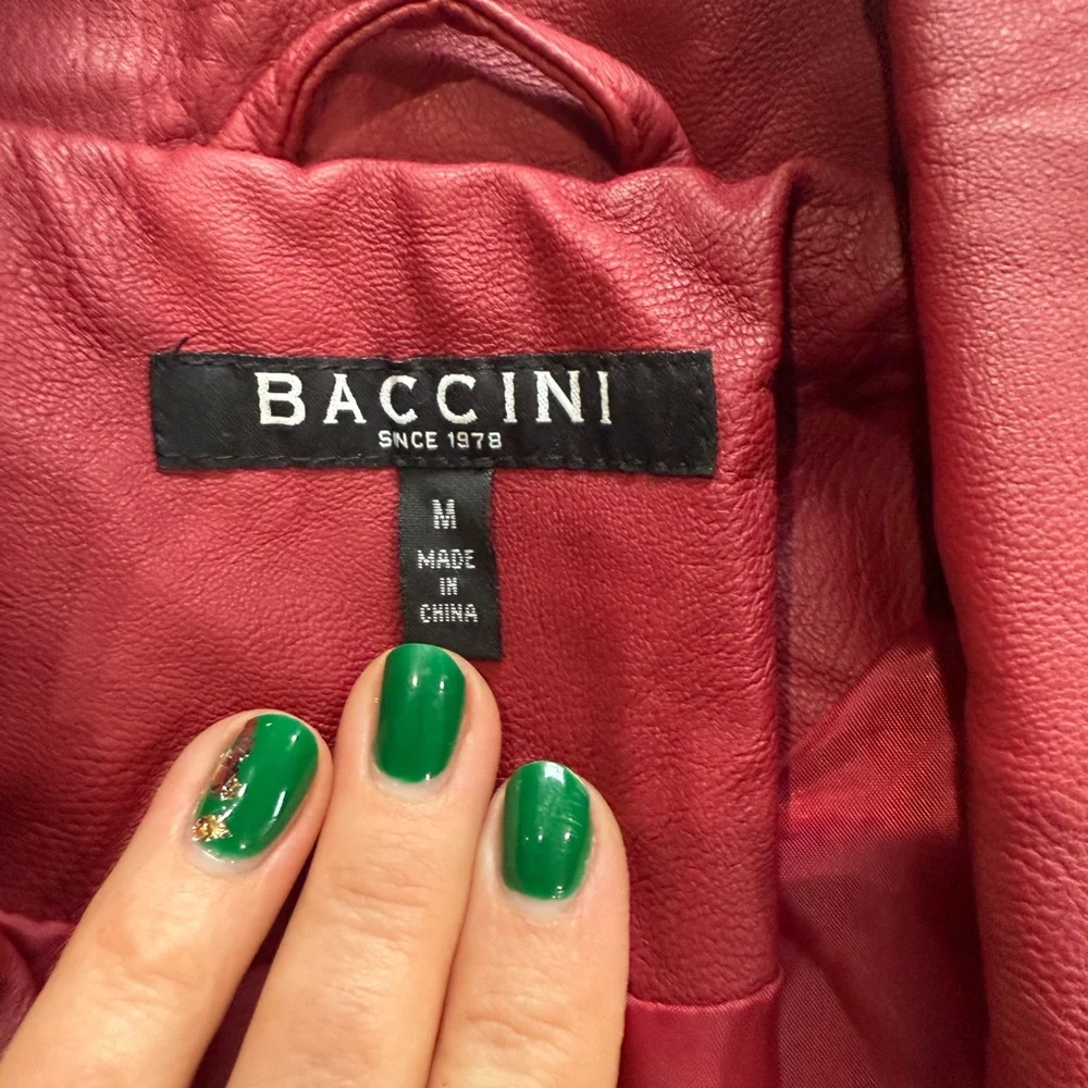 Baccini Deep Red Leather Jacket - Picture 5 of 10